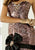 Blush - Strapless Printed Long Gown with Black Ribbon Accent 9284 In Print