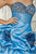 Blush - 9290 Beaded Rosette Taffeta Dress In Blue