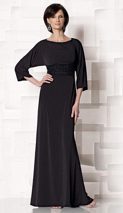 Cameron Blake - Quarter Length Sleeves Long Dress 213639 in Black
