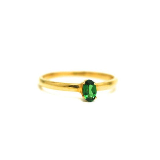 18k Yellow Gold Ring in Green Tourmaline Oval