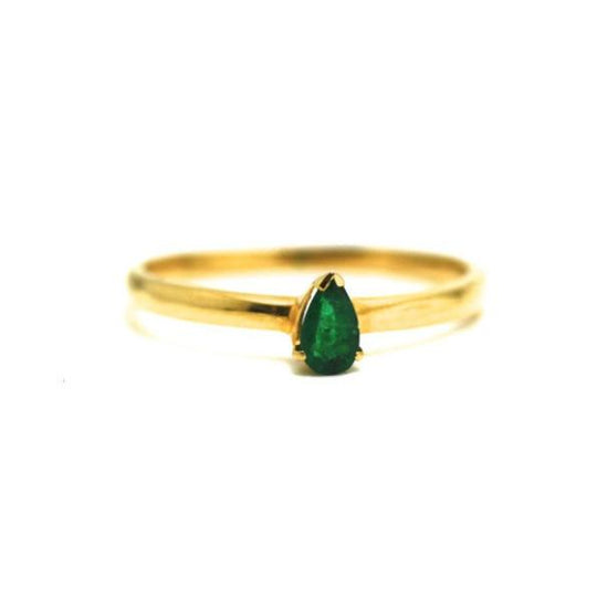 18k Yellow Gold Ring in Green Tourmaline Pear Shape