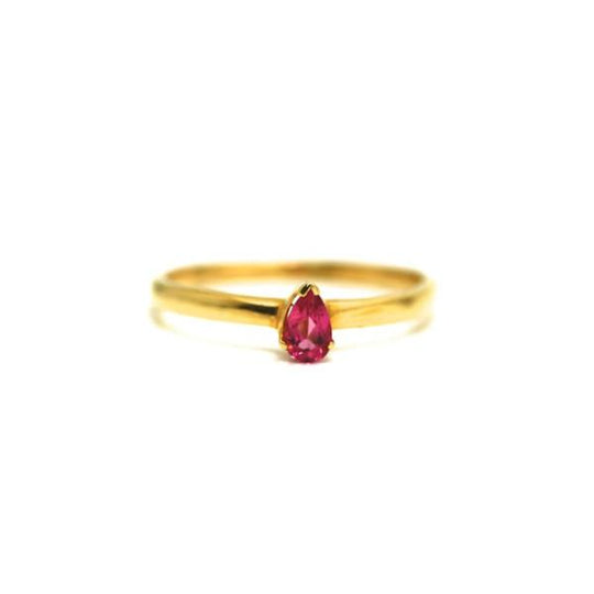 18k Yellow Gold Ring in Pink Tourmaline Pear Shape