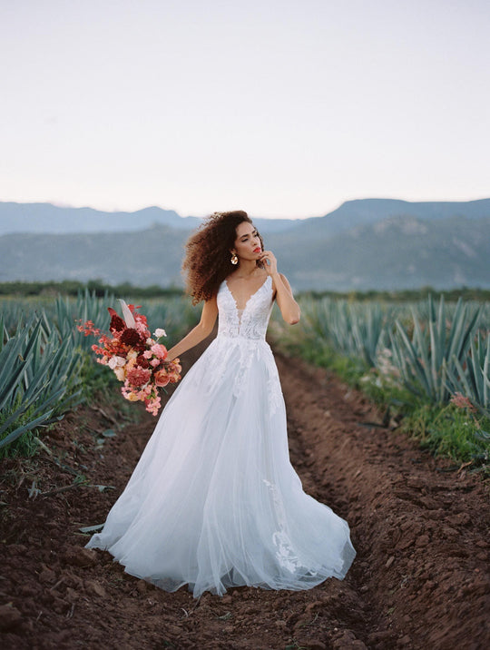 Wilderly Bride by Allure Bridals - F142 Plunging V-Neck Bridal Gown In White