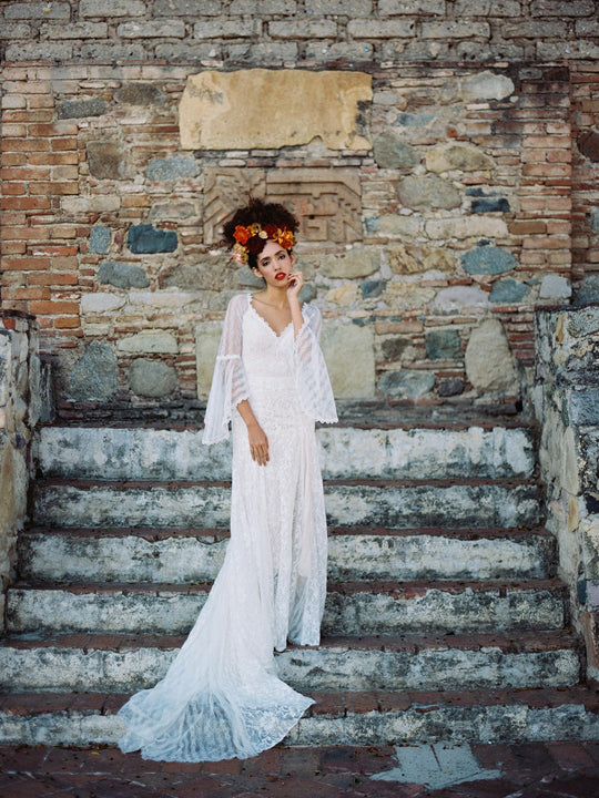 Wilderly Bride by Allure Bridals - F144 Lace Bell Sleeves Bridal Gown In White