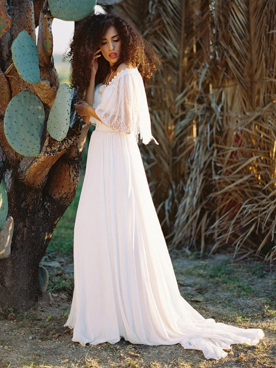 Wilderly Bride by Allure Bridals - F146 Sheer Lace Capelet Bridal Gown In White