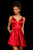 Sherri Hill - 53081 Sleeveless V-Neck Scoop Back A-Line Short Dress In Red