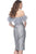 Jovani - 66239 Off-Shoulder Fitted Knee-length Dress In Gray