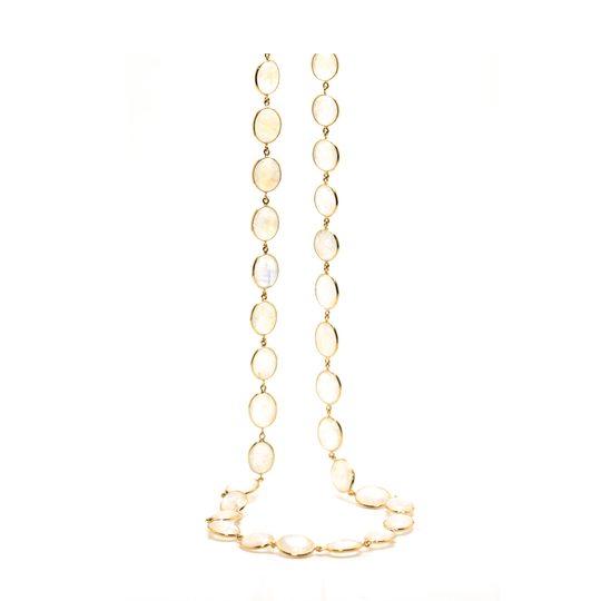 18K Yellow Gold Necklace With Rainbow Moonstone