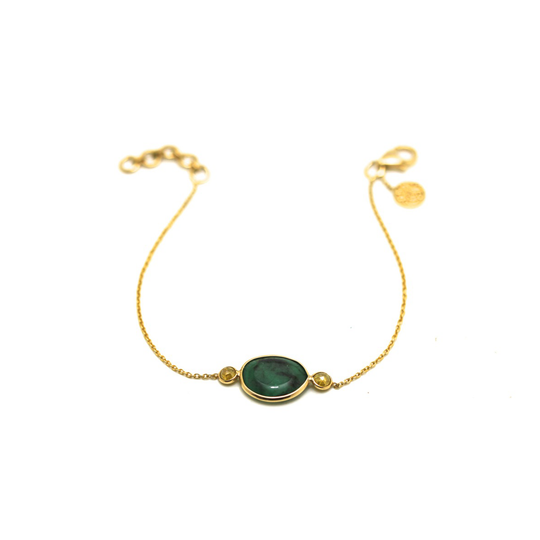 Emerald & Color Diamond Bracelet In 18K Yellow Gold