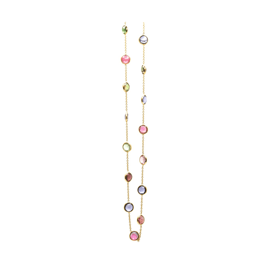 Tresor Collection - Multi-Color Tourmaline Station Necklace in 18k Yellow Gold