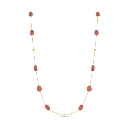 Rhodolite Flat Stone Necklace In 18k Yellow Gold