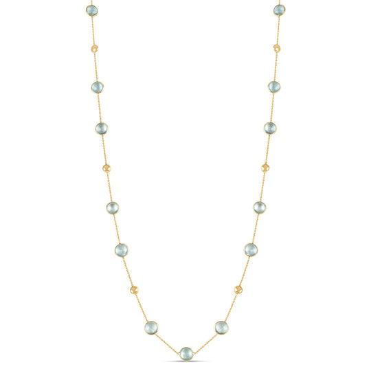 Aquamarine Long Station Necklace In 18K Yellow Gold