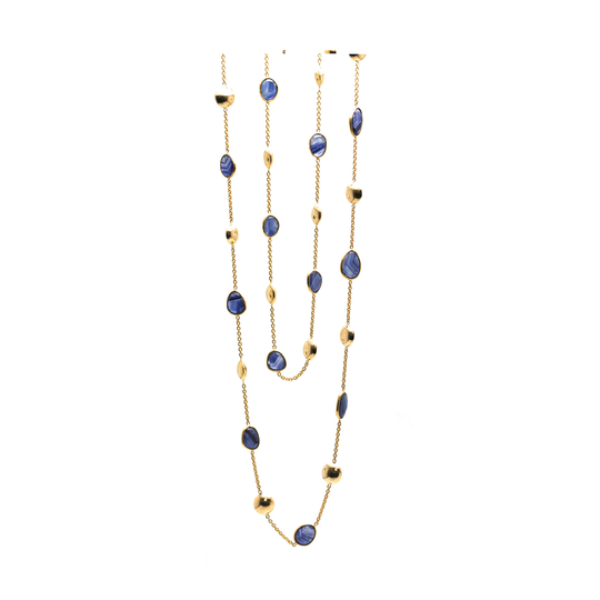 Tresor Collection - 18k Yellow Gold Long Lente Necklace With Blue Sapphire