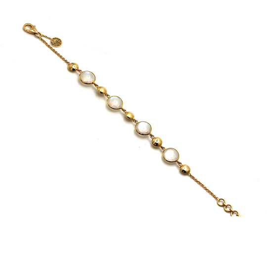 18K Yellow Gold Lente Bracelet With Rainbow Moonstone