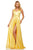 Sherri Hill - 52410 Sleeveless V Neck Silk Charmeuse A Line Dress In Yellow