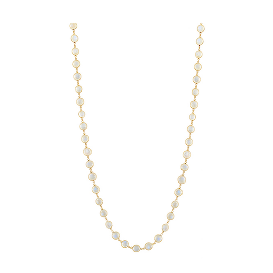 Rainbow Moontone Long Station Necklace in 18K Yellow Gold