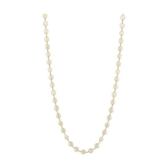 Tresor Collection - Rainbow Moontone Long Station Necklace in 18K Yellow Gold