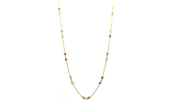 18Kt Yellow Gold Necklace With Multi Tourmaline