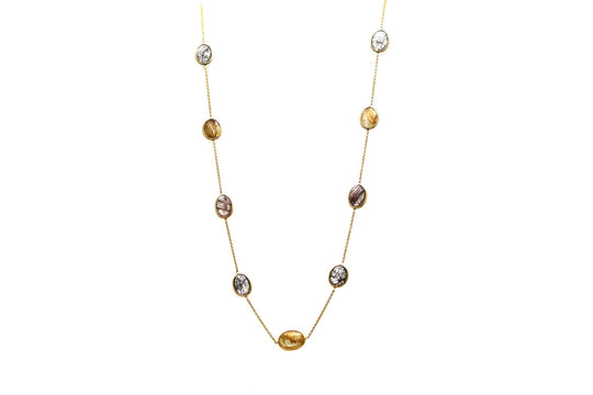 18Kt Yellow Gold Necklace With Multi Rutile