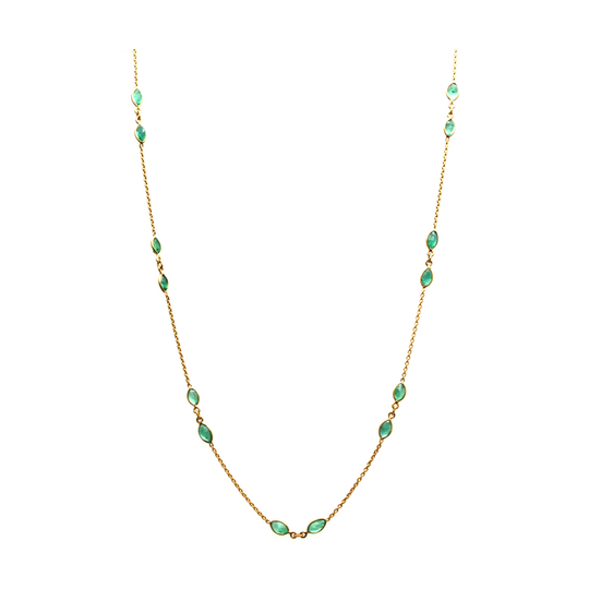 18Kt Yellow Gold Necklace With Emerald Marquise