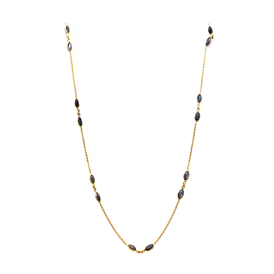 18Kt Yellow Gold Necklace With Blue Sapphire