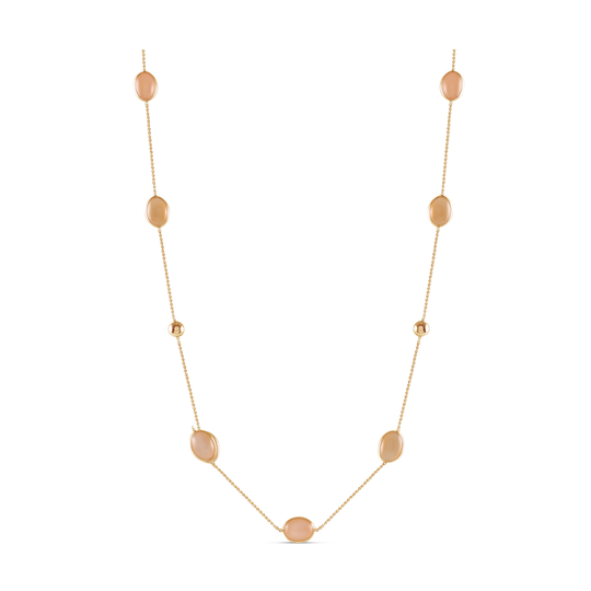 Peach MoonStone Necklace In 18K Yellow Gold