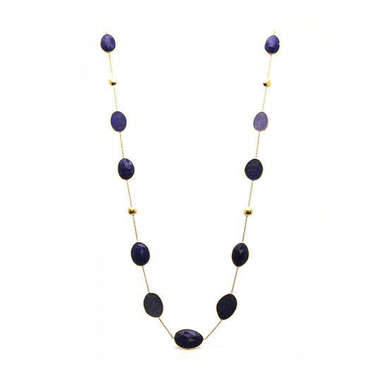 Tresor Collection - Gemstone Long Station Necklace In 18K Yellow Gold Lapis