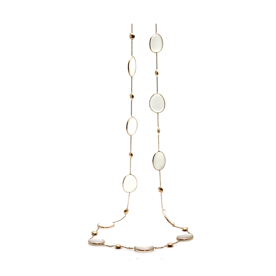 White Moonstone Necklace In 18k Yellow Gold