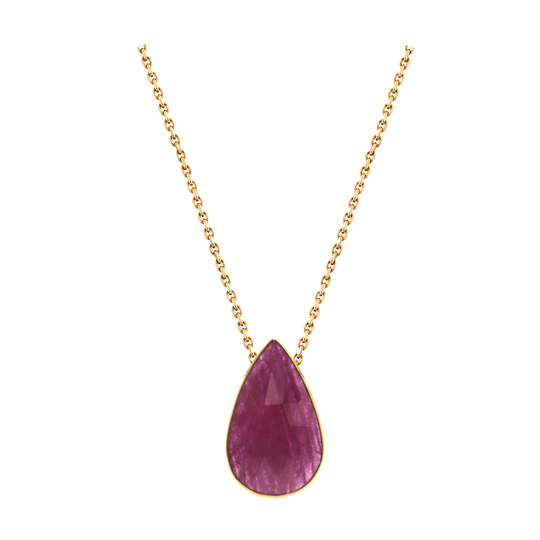 Tresor Collection - Ruby Pear Shaped Pendant in 18k Yellow Gold