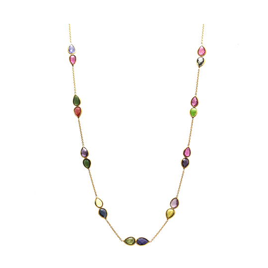 Multicolor Tourmaline Necklace In 18K Yellow Gold