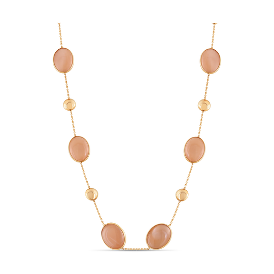 Moonstone Oval Necklace In 18K Yellow Gold