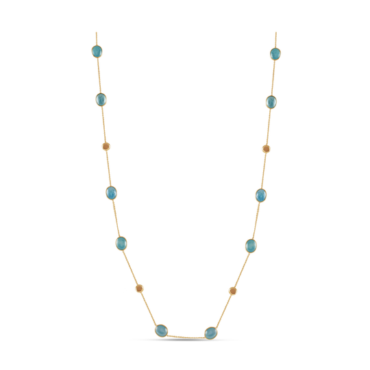 Tresor Collection - Gemstone Long Necklace in 18K Yellow Gold Aquamarine