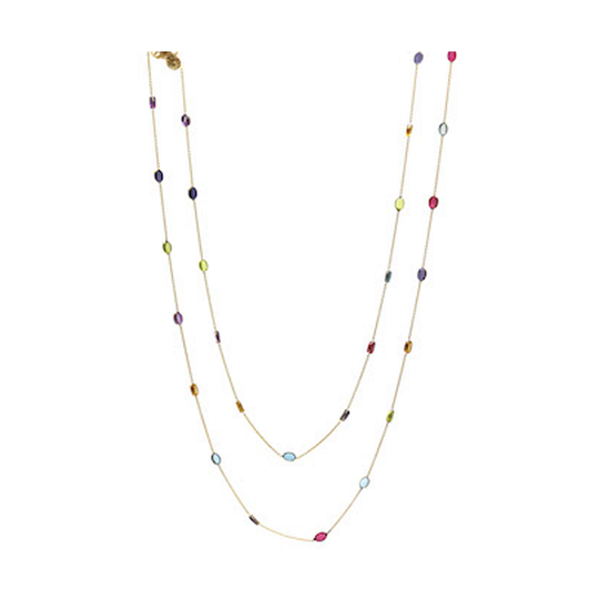 Multicolor Tourmaline Long Necklace in 18K YG