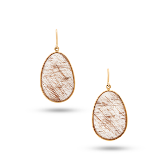 Tresor Collection - Gemstone Unshaped Earring In 18K Yellow Gold Copper Rutile