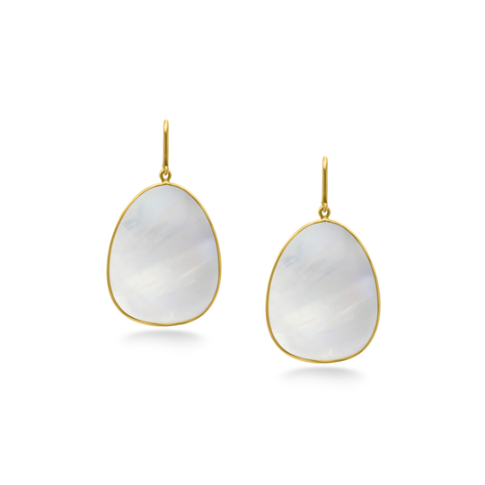 Milky Moonstone Earring in 18K Yellow Gold