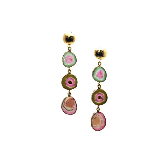 Bio Color Tourmaline Earring in 18K Yellow Gold