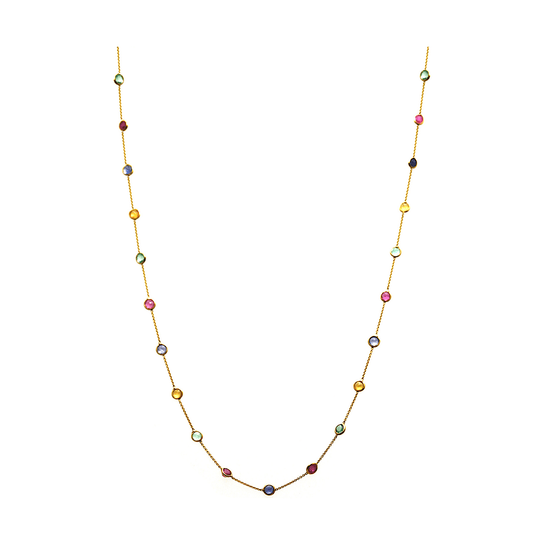 Tresor Collection - Multicolor Stones Long Necklace in 18k YG