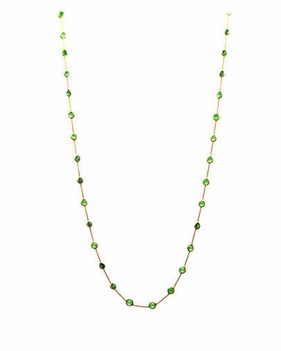 Tsavorite Round Necklace In 18K Yellow Gold