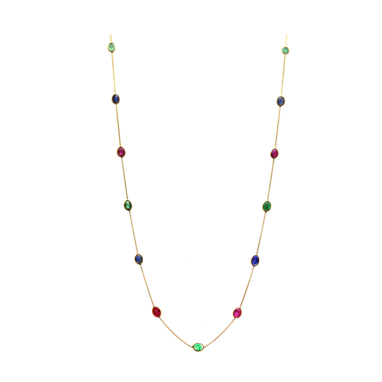 Multicolor Stone Necklace in 18k YG