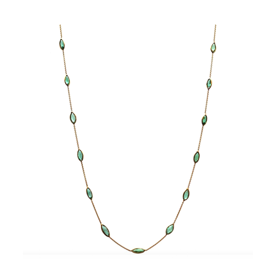 Emerald Marquise Necklace in 18k Yellow Gold