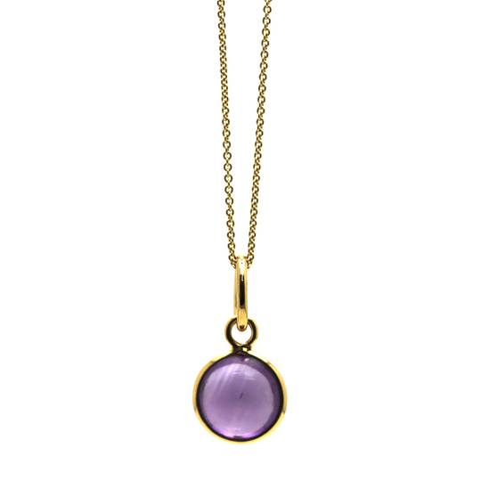 Amethyst Simple Round Pendant In 18K Yellow Gold