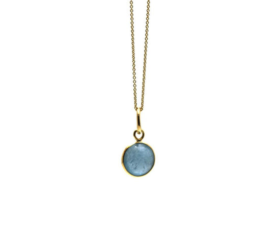 Aquamarine Simple Round Pendant In 18K Yellow Gold