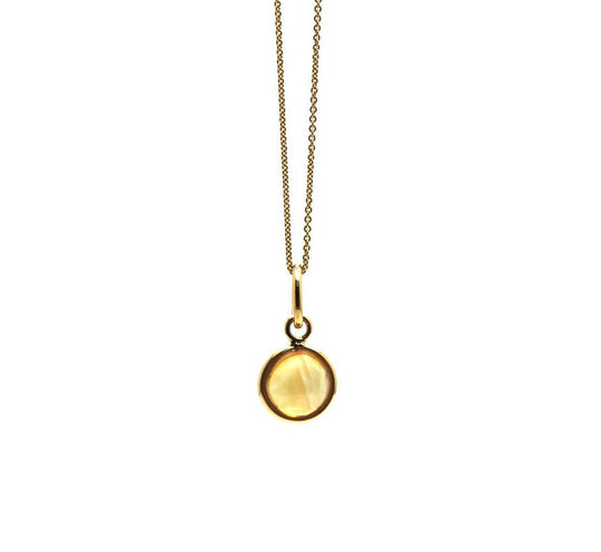 Citrine Simple Round Pendant In 18K Yellow Gold