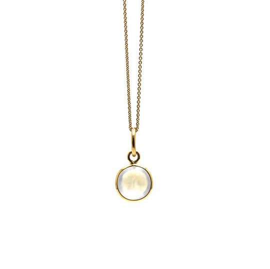 Rainbow Moonstone Simple Round Pendant In 18K Yellow Gold