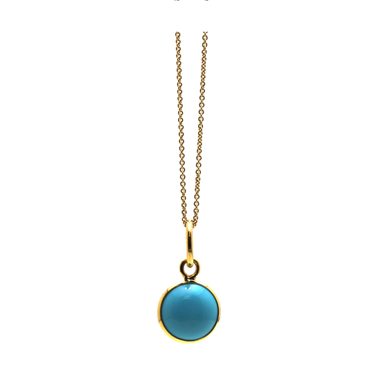 Turquoise Simple Round Pendant In 18K Yellow Gold