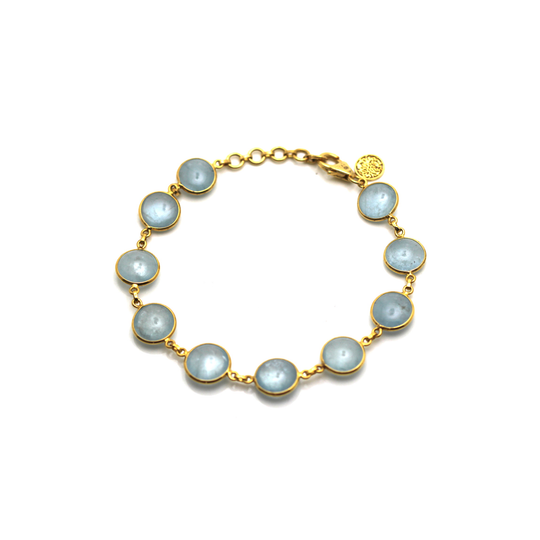 Aquamarine Smooth Round Bracelet In 18K Yellow Gold