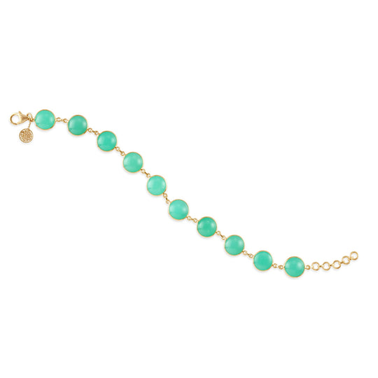 Chrysoprase Smooth Round Bracelet In 18K Yellow Gold