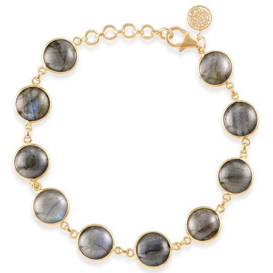 Labradorite Smooth Round Bracelet In 18K Yellow Gold