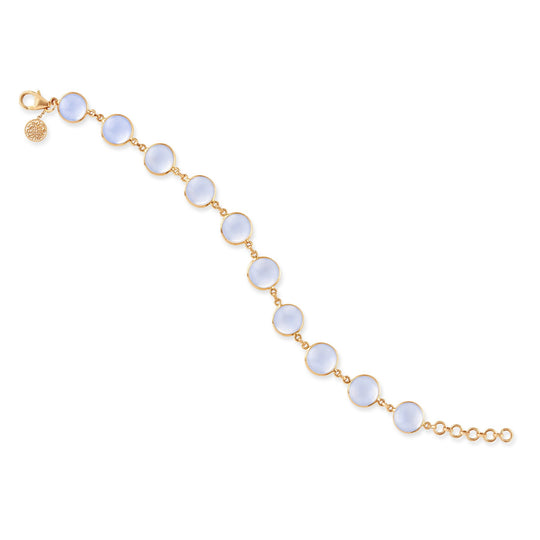 Rainbow Moonstone Smooth Round Bracelet In 18K Yellow Gold