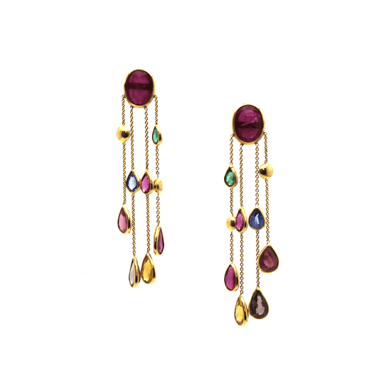 Tresor Collection - Multicolor Tourmaline Earring in 18k Yellow Gold